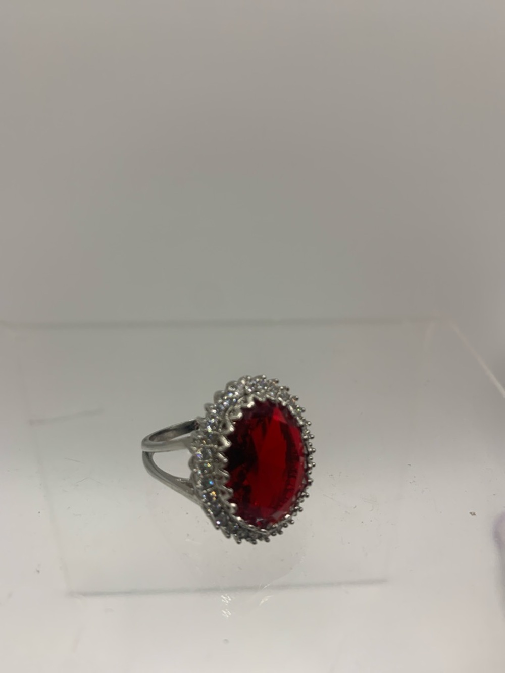 Garnet and Rhinestone Ring